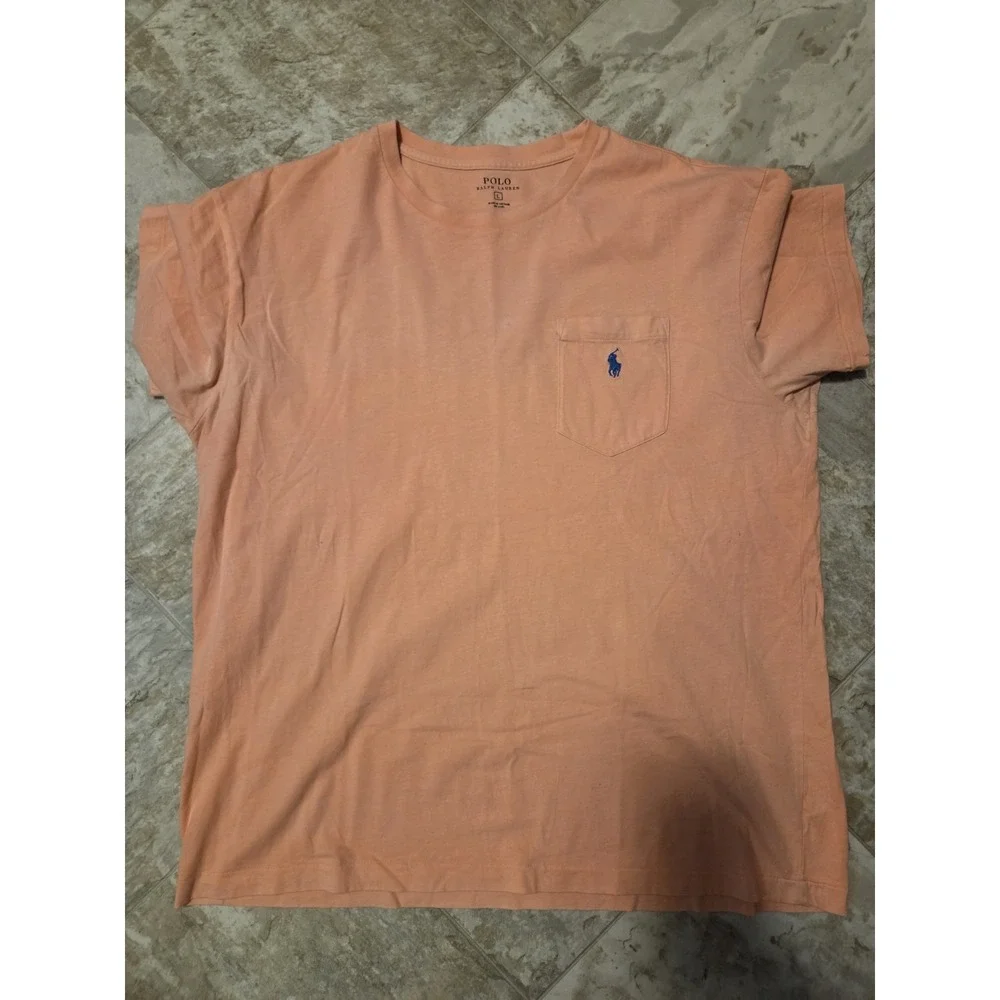 Polo Ralph Lauren Crew Neck Pocket Tee Orange Peach Size L